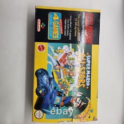 Traduction en français: Édition PAL de Super Mario All Stars pour le système de divertissement Super Nintendo (SNES)