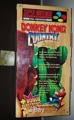 Ultra Rare Snes Big Box Donkey Kong Dk Journal Super Nintendo Pal